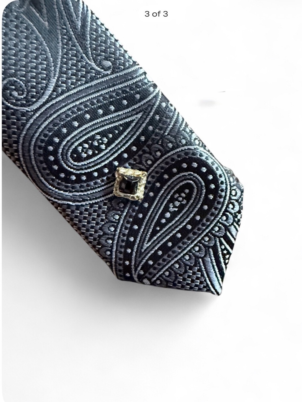 Upcycled Necktie Belt Vintage Filigree Brooch Michael Kors Paisley Chic Classic - Picture 4 of 5